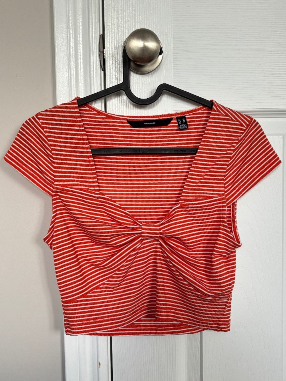 Orange/White Striped Bow Top